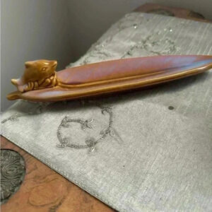 🔥2/35$🔥Ceramic vintage incense stick burner  dolphin in a leaf